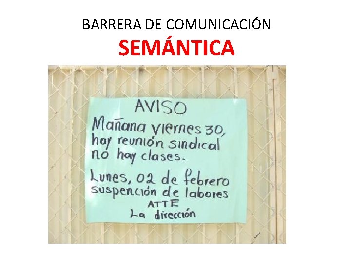 BARRERA DE COMUNICACIÓN SEMÁNTICA 