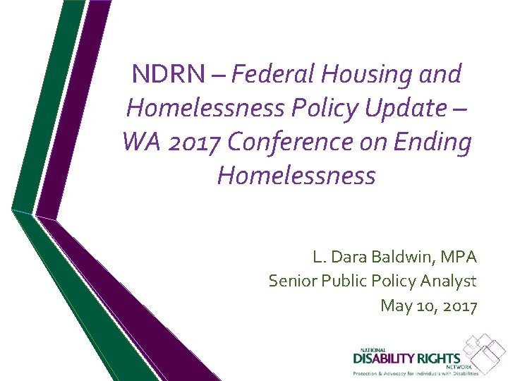 NDRN – Federal Housing and Homelessness Policy Update – WA 2017 Conference on Ending