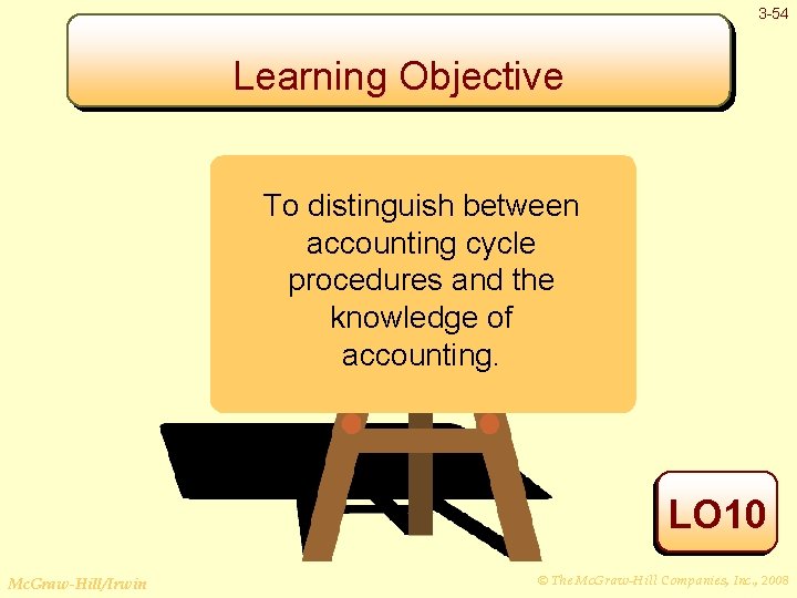 3 -54 Learning Objective To distinguish between accounting cycle procedures and the knowledge of