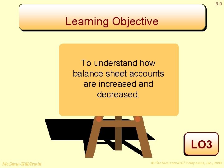 3 -9 Learning Objective To understand how balance sheet accounts are increased and decreased.