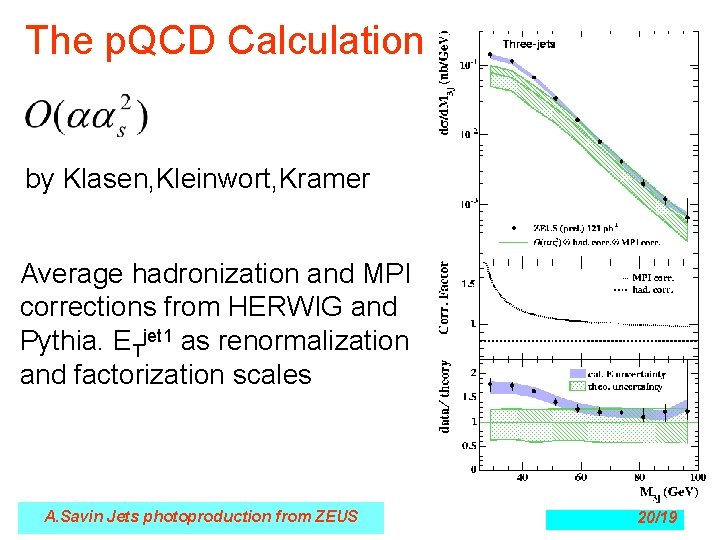 The p. QCD Calculation by Klasen, Kleinwort, Kramer Average hadronization and MPI corrections from