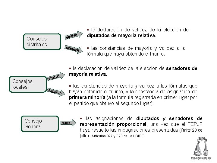 Emisión de declaraciones y constancias en emit Consejos distritales Consejos locales Consejo General expi