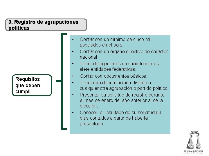 Previo al inicio del proceso electoral 3. Registro de agrupaciones políticas • • •