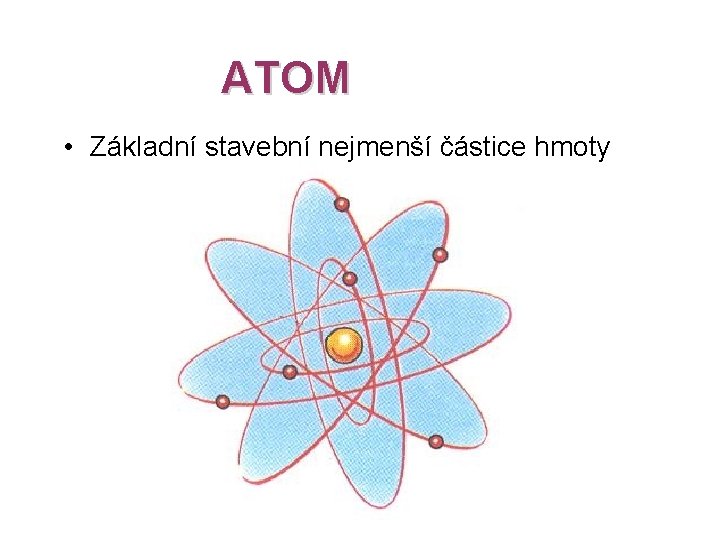 ATOM • Základní stavební nejmenší částice hmoty 