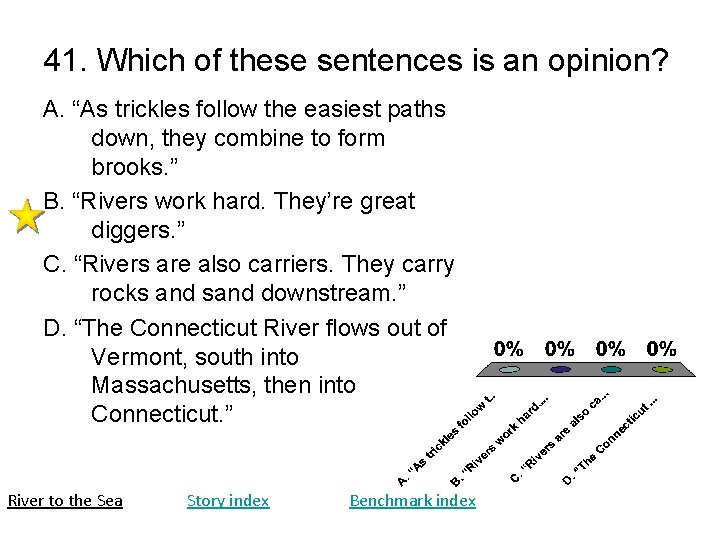 41. Which of these sentences is an opinion? A. “As trickles follow the easiest 41. Which of these sentences is an opinion? A. “As trickles follow the easiest