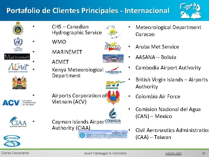 Portafolio de Clientes Principales - Internacional • CHS – Canadian Hydrographic Service • WMO