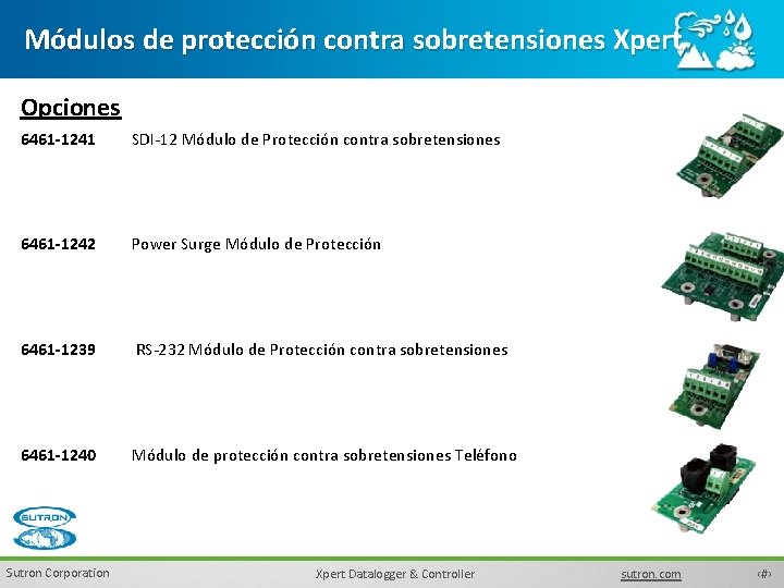 Módulos de protección contra sobretensiones Xpert Opciones 6461 -1241 SDI-12 Módulo de Protección contra