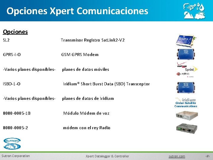 Opciones Xpert Comunicaciones Opciones SL 2 Transmisor Registro Sat. Link 2 -V 2 GPRS-I-O