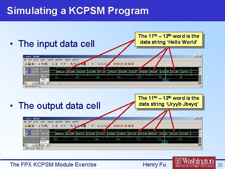 Simulating a KCPSM Program • The input data cell • The output data cell