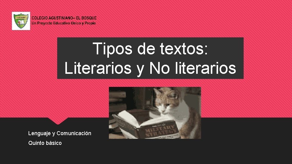 Tipos de textos: Literarios y No literarios Lenguaje y Comunicación Quinto básico 