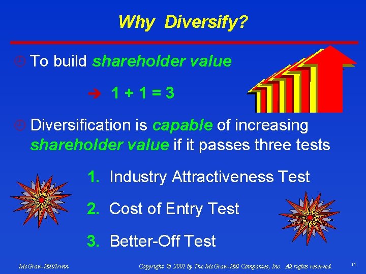 Why Diversify? ¿ To build shareholder value è 1+1=3 ¿ Diversification is capable of
