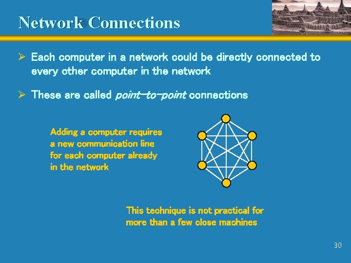Network Connections Ø Each computer in a network could be directly connected to every