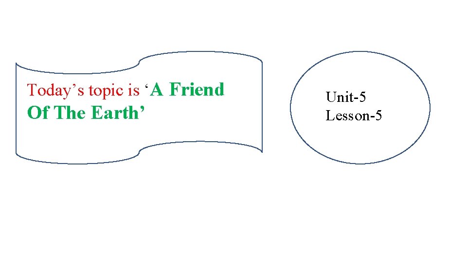 Today’s topic is ‘A Friend Of The Earth’ Unit-5 Lesson-5 