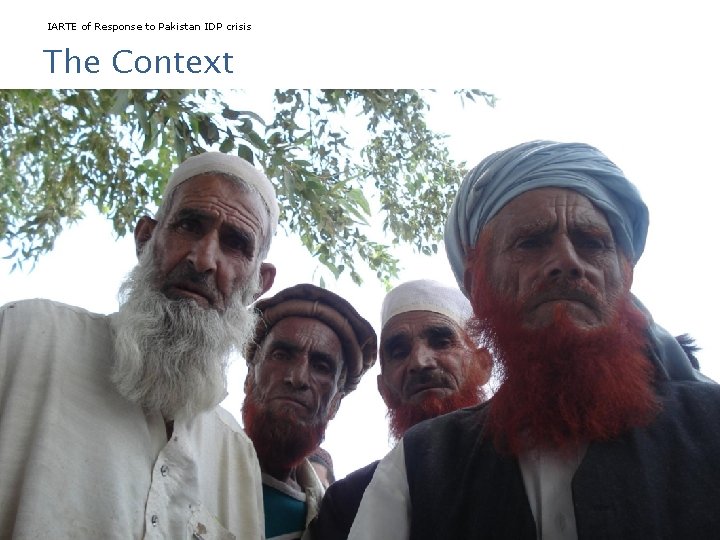 IARTE of Response to Pakistan IDP crisis The Context John Cosgrave, Riccardo Polastro, and