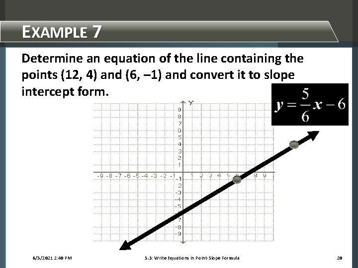 EXAMPLE 7 Determine an equation of the line containing the points (12, 4) and