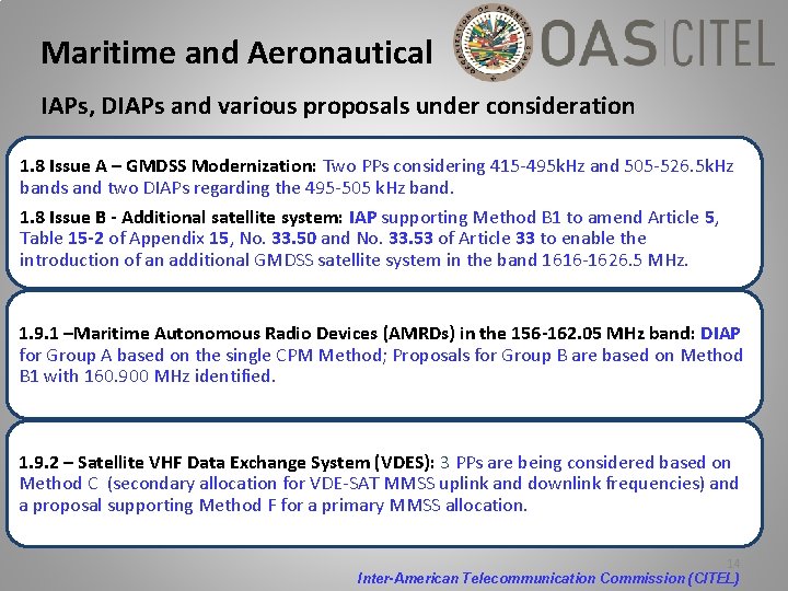 Maritime and Aeronautical IAPs, DIAPs and various proposals under consideration 1. 8 Issue A