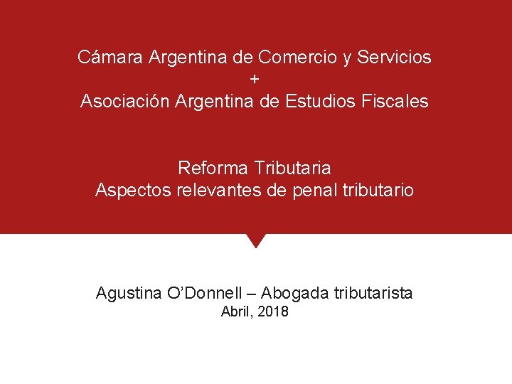 Cámara Argentina de Comercio y Servicios + Asociación Argentina de Estudios Fiscales Reforma Tributaria