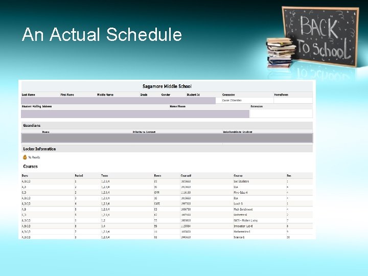 An Actual Schedule 