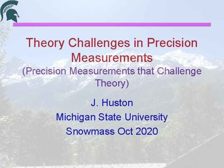 Theory Challenges in Precision Measurements (Precision Measurements that Challenge Theory) J. Huston Michigan State