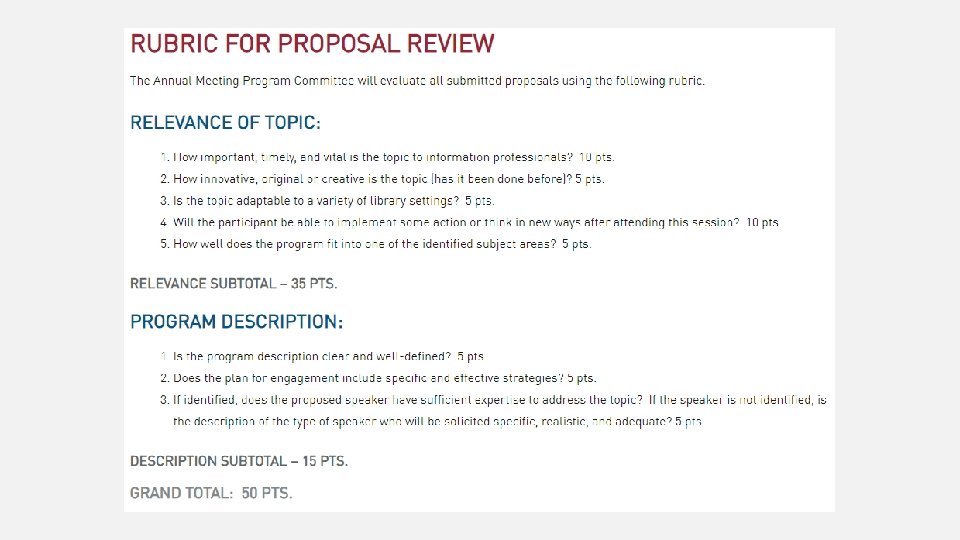 PROGRAM SCORING RUBRIC 