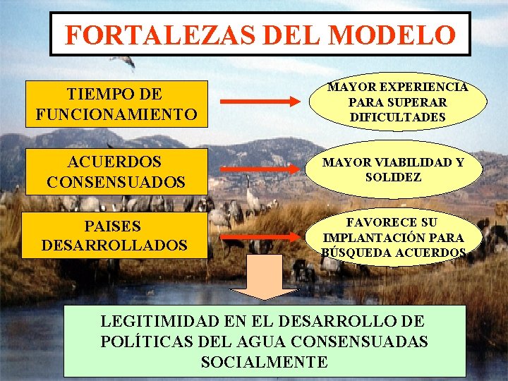 FORTALEZAS DEL MODELO TIEMPO DE FUNCIONAMIENTO MAYOR EXPERIENCIA PARA SUPERAR DIFICULTADES ACUERDOS CONSENSUADOS MAYOR