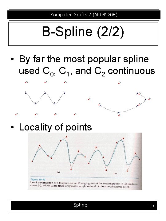 Komputer Grafik 2 (AK 045206) B Spline (2/2) • By far the most popular