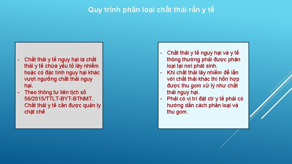 Quy trình phân loại chất thải rắn y tế - Chất thải y tế