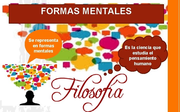 FORMAS MENTALES Se representa en formas mentales Es la ciencia que estudia el pensamiento