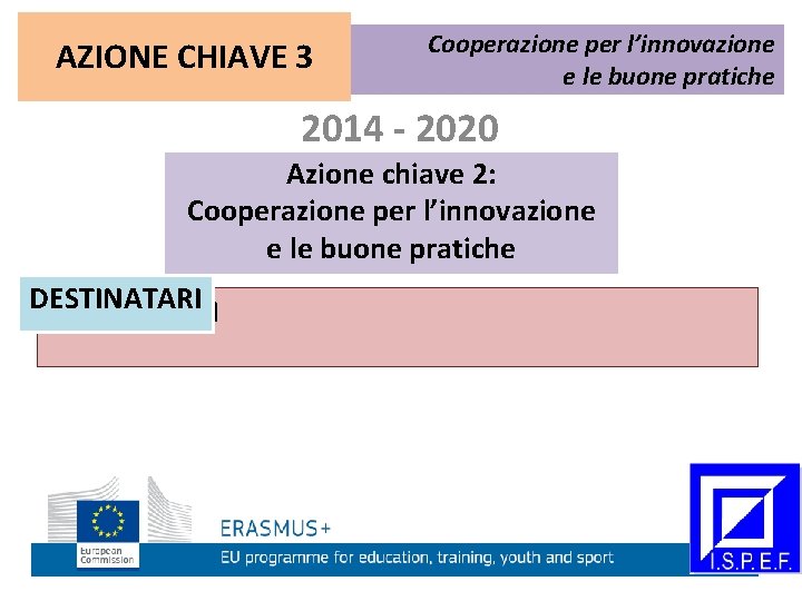 AZIONE CHIAVE 3 Cooperazione per l’innovazione e le buone pratiche 2014 - 2020 Azione