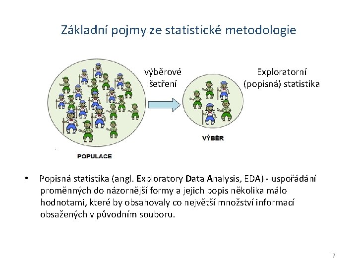 Základní pojmy ze statistické metodologie výběrové šetření • Exploratorní (popisná) statistika Popisná statistika (angl.