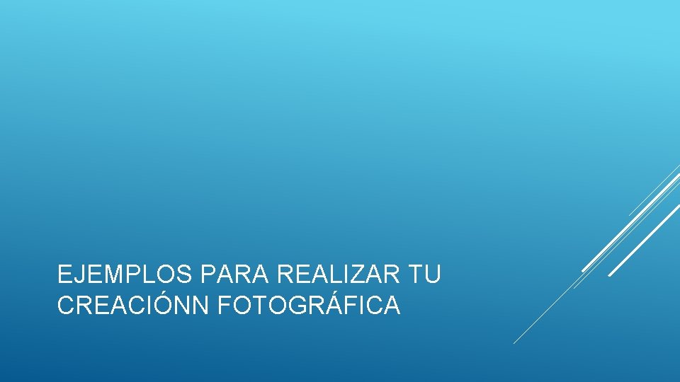 EJEMPLOS PARA REALIZAR TU CREACIÓNN FOTOGRÁFICA 