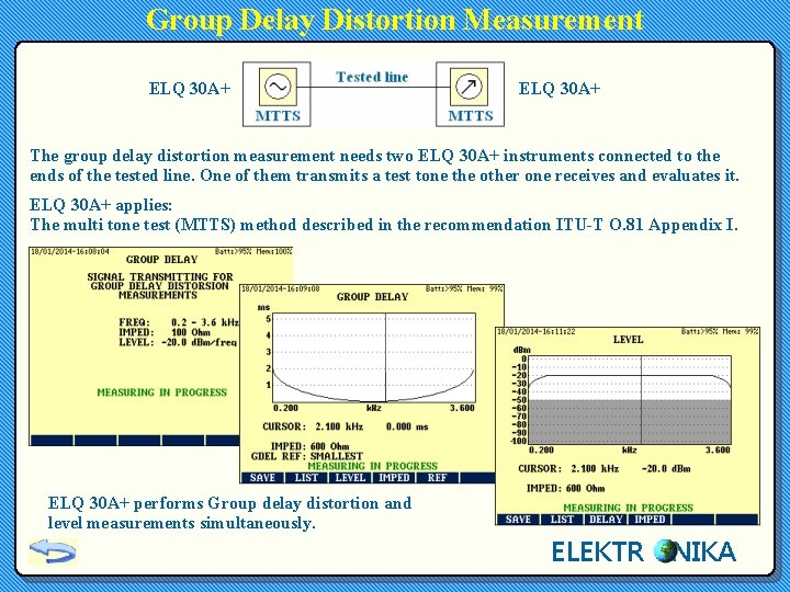 Group Delay Distortion Measurement ELQ 30 A+ The group delay distortion measurement needs two