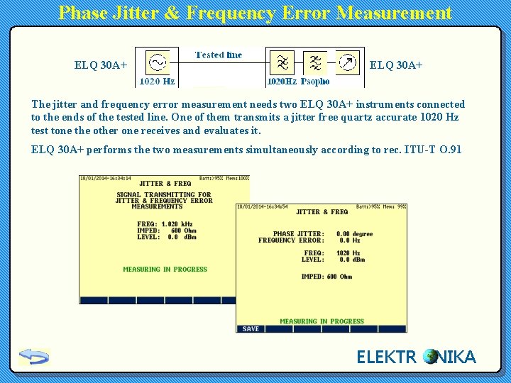 Phase Jitter & Frequency Error Measurement ELQ 30 A+ The jitter and frequency error