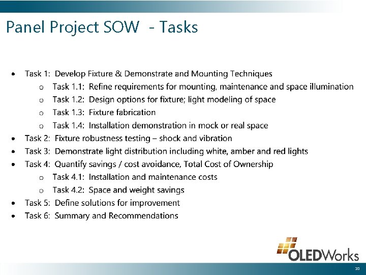 Panel Project SOW - Tasks 10 