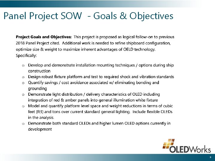 Panel Project SOW - Goals & Objectives 9 