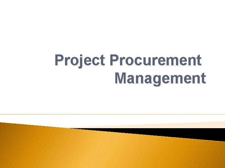 Project Procurement Management 