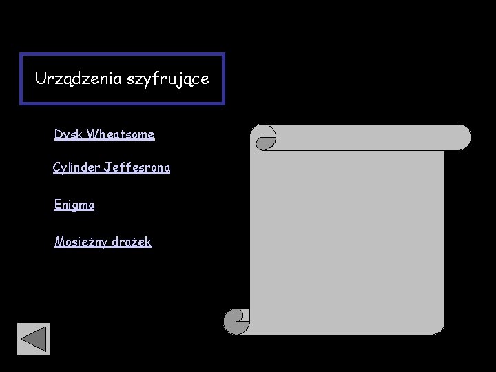 Ważni ludzie tej epoki Urządzenia szyfrujące Dysk Wheatsome Cylinder Jeffesrona • Enigma • Mosiężny