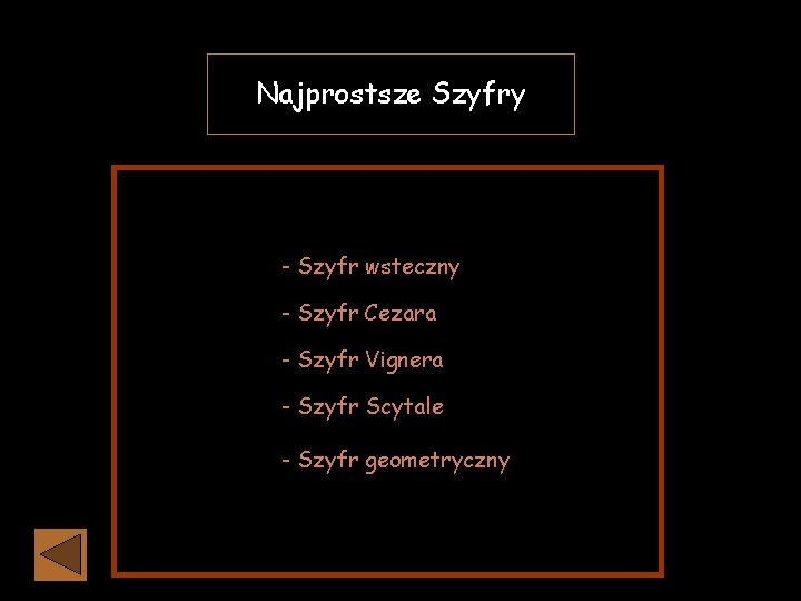 Najprostsze Szyfry - Szyfr wsteczny - Szyfr Cezara - Szyfr Vignera - Szyfr Scytale