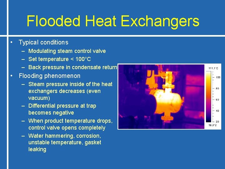 Flooded Heat Exchangers • Typical conditions – Modulating steam control valve – Set temperature
