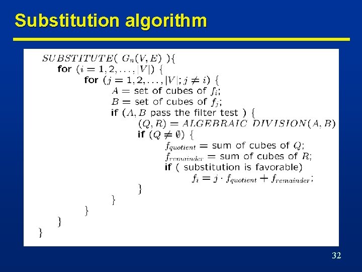 Substitution algorithm 32 