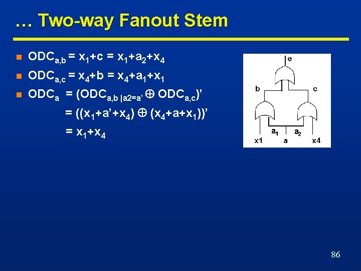 … Two-way Fanout Stem n ODCa, b = x 1+c = x 1+a 2+x