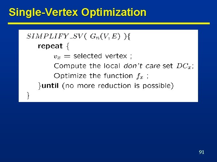 Single-Vertex Optimization 91 