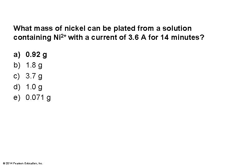 What mass of nickel can be plated from a solution containing Ni 2+ with