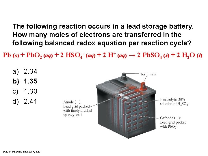 The following reaction occurs in a lead storage battery. How many moles of electrons