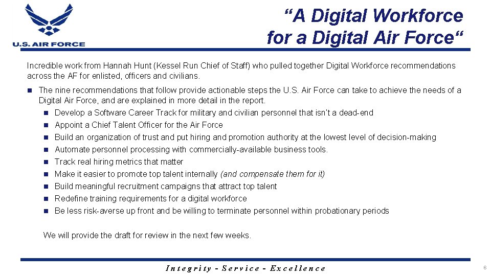 “A Digital Workforce for a Digital Air Force“ Incredible work from Hannah Hunt (Kessel