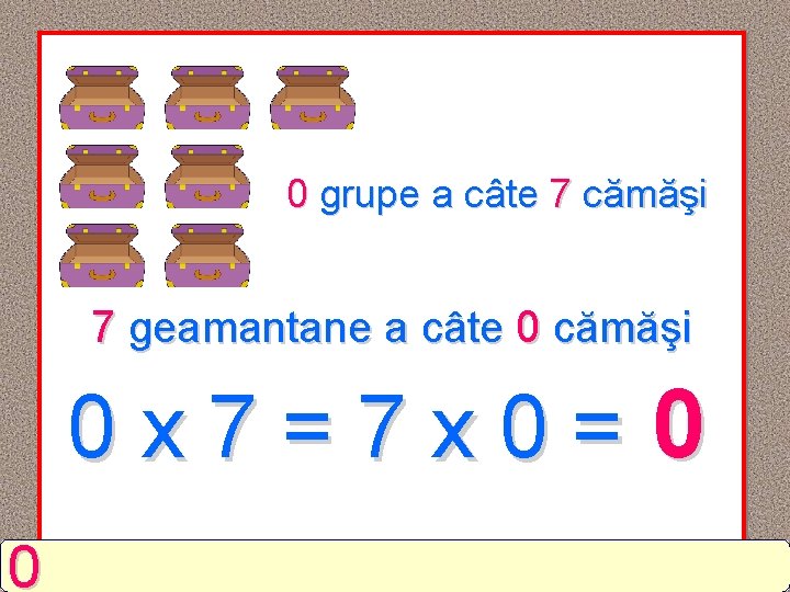 0 grupe a câte 7 cămăşi 7 geamantane a câte 0 cămăşi 0 x