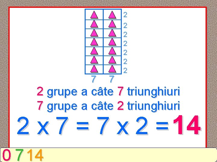 7 7 2 2 2 2 grupe a câte 7 triunghiuri 7 grupe a
