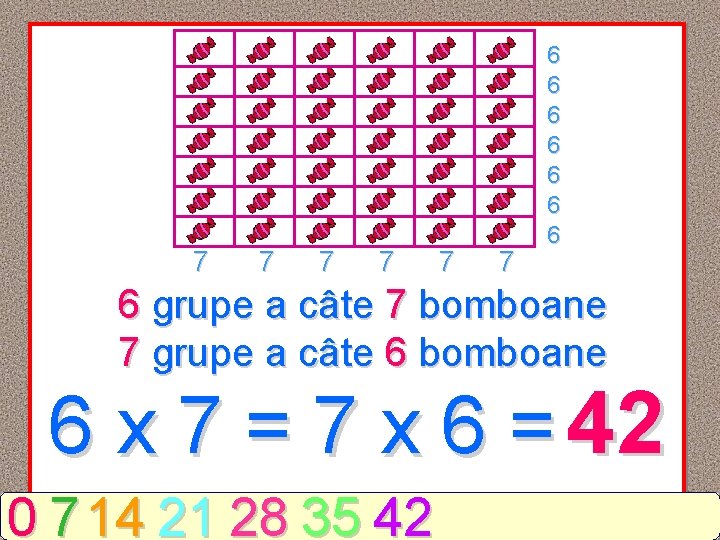 7 7 7 6 6 6 6 grupe a câte 7 bomboane 7 grupe