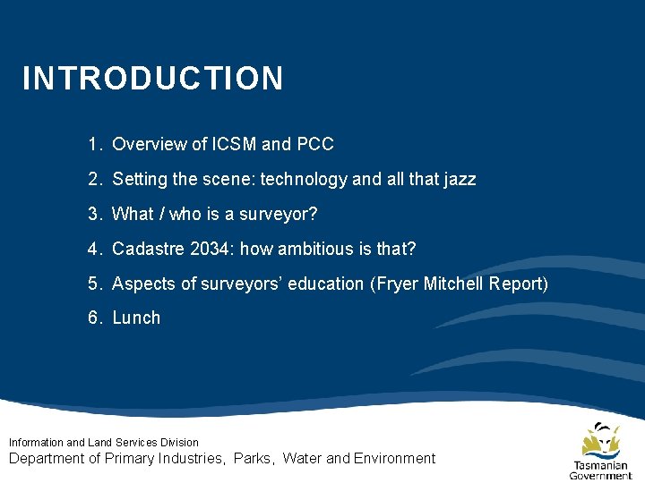 INTRODUCTION 1. Overview of ICSM and PCC 2. Setting the scene: technology and all INTRODUCTION 1. Overview of ICSM and PCC 2. Setting the scene: technology and all