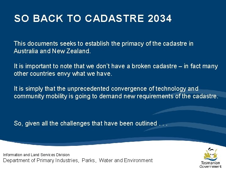 SO BACK TO CADASTRE 2034 This documents seeks to establish the primacy of the SO BACK TO CADASTRE 2034 This documents seeks to establish the primacy of the
